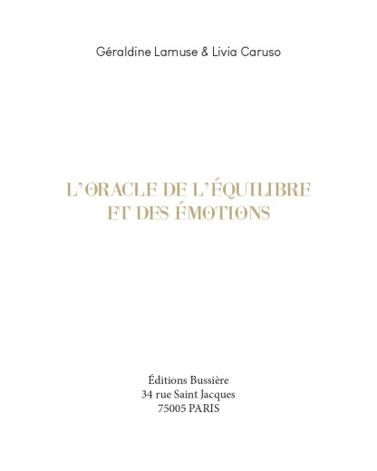 L'ORACLE DE L'EQUILIBRE ET DES EMOTIONS (28€ TTC)