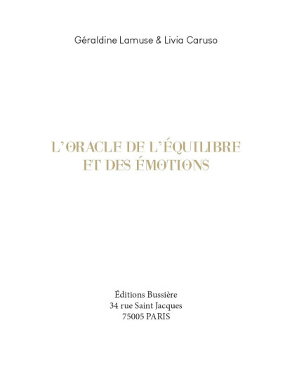 L'ORACLE DE L'EQUILIBRE ET DES EMOTIONS (29.00€TTC)