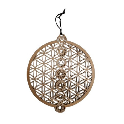 FLEUR DE VIE EN BOIS (LOT DE 5 FLEUR DE VIE ET 7 CHAKRAS)
