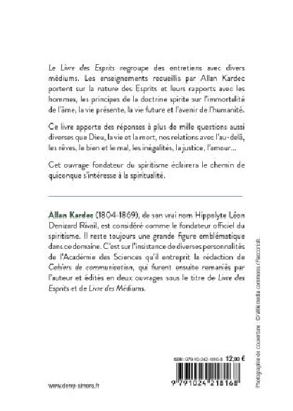 LE LIVRE DES ESPRITS (12.90€ TTC)