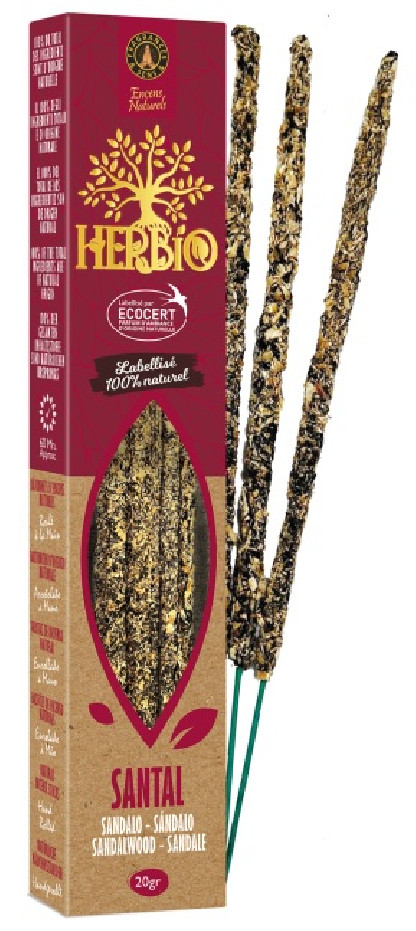 Encens bâton Santal - HERBIO - paquet de 20 gr