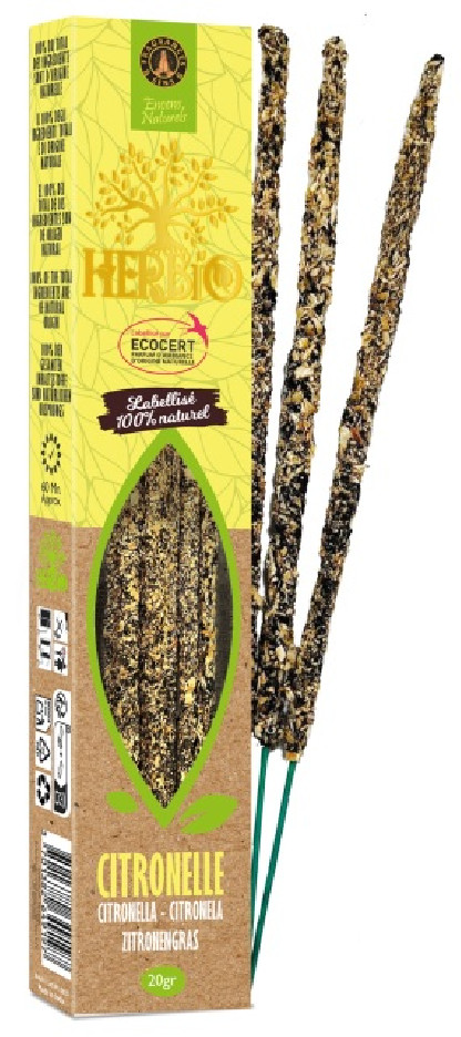 Encens bâton Citronnelle - HERBIO - paquet de 20 gr