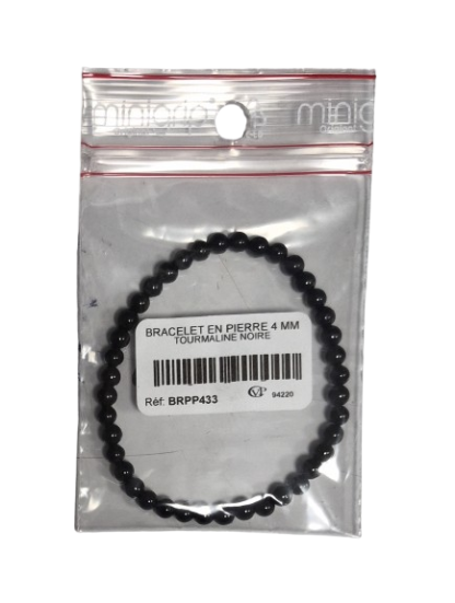 BRACELET Tourmaline Noir - Pierre Naturelle 4 mm