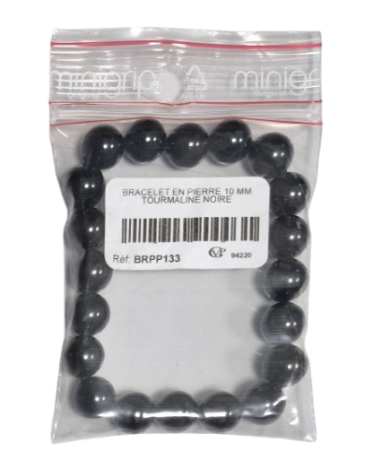 BRACELET Tourmaline Noir - Pierre Naturelle 10 mm