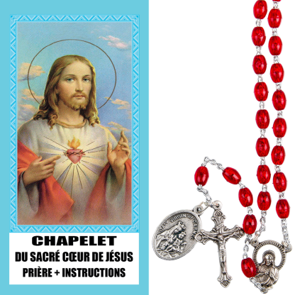 CHAPELET SACRE COEUR DE JESUS + IMAGE PRIERE ET INSTRUCTIONS